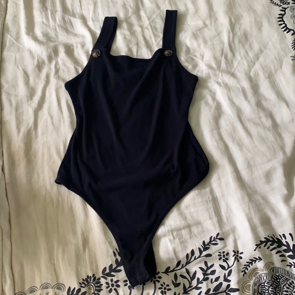 Black ribbed bodysuit